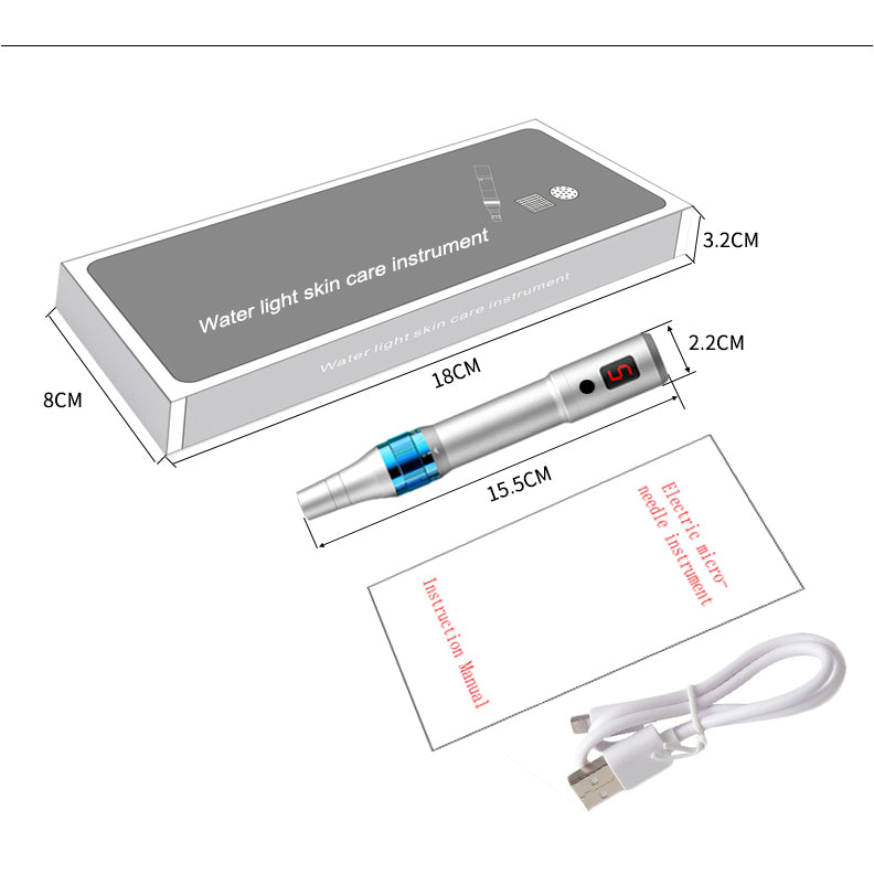 Microneedling Pen Electric Derma Pen with Replacement Cartridges Adjustable Microneedle Dermapen for Face Body Home Use