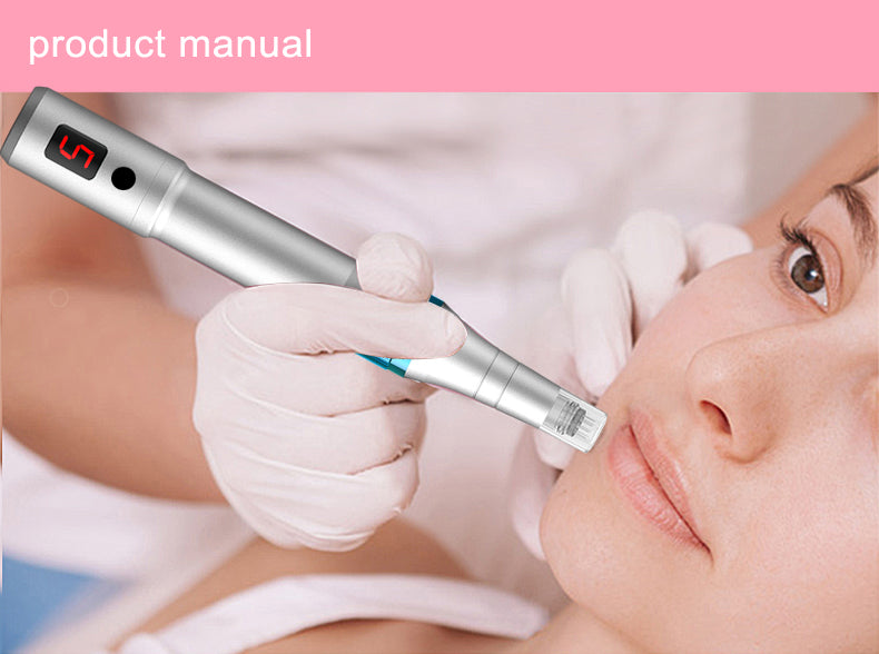 Microneedling Pen Electric Derma Pen with Replacement Cartridges Adjustable Microneedle Dermapen for Face Body Home Use