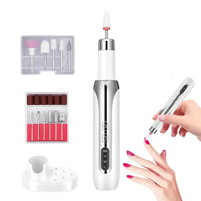 Electric Nail Drill Machine 12 in 1 Kit Portable Cordless Nail File Efile Set for Exfoliating Polishing Acrylic Nail Removing