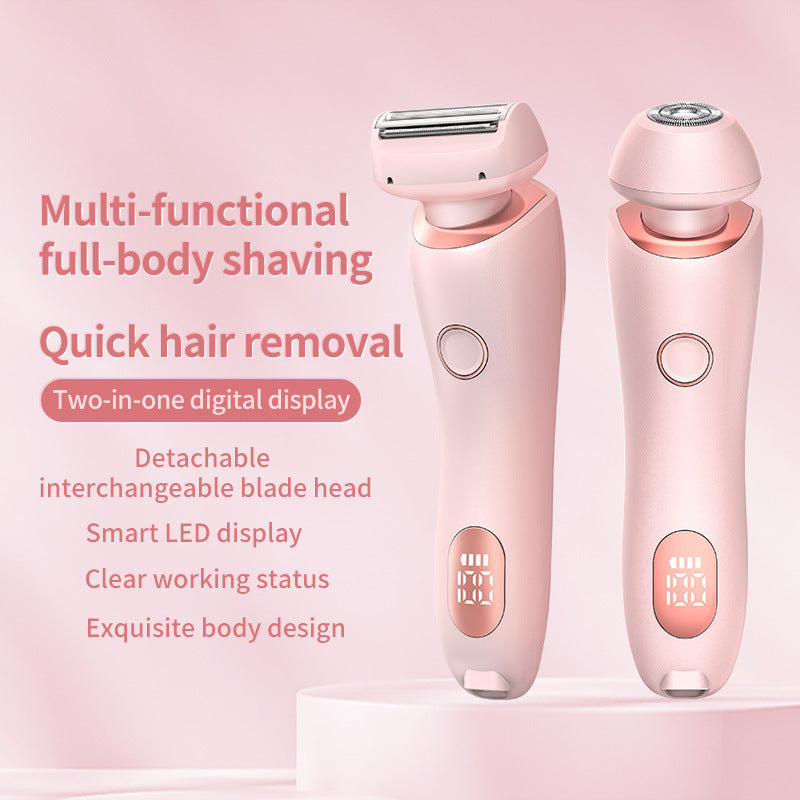 2 In 1 Electric Shaver for Women Lady Razor Hair Removal Waterproof Wet or Dry for Underarm Bikini Leg Portable Painless Trimmer