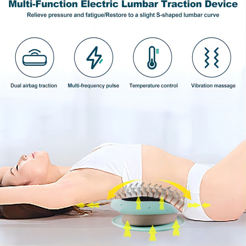 Electric Lumbar Traction Device with Vibration and Thermal Therapy Function Lower Back Massager for Deep Tissue Pain Relief