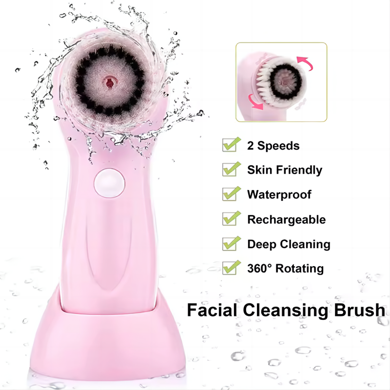 Facial Cleansing Brush Face Scrubber Electric Exfoliating Spin Cleanser Device Waterproof Deep Cleaning Massage Remove Blackhead