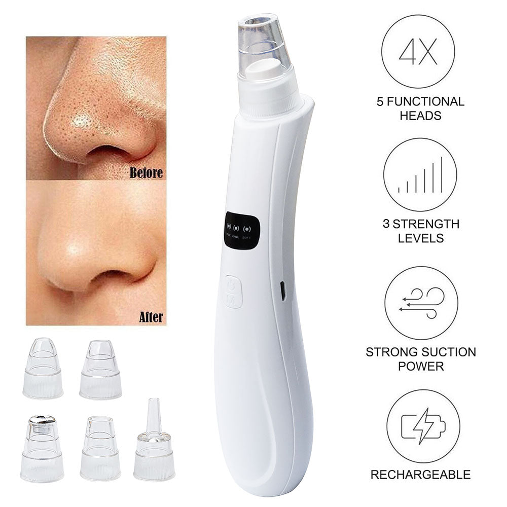 Newest Blackhead Remover Pore Vacuum Kit Electric Face Pore Cleaner Acne WhiteHead Extract Tool with 6 Suction Heads 3 Modes