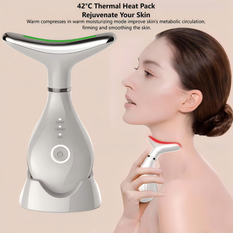 3 in 1 Neck Face Massager EMS LED Light Therapy Vibration Facial Massager Face Sculpting Tool Beauty Device for Skin Care