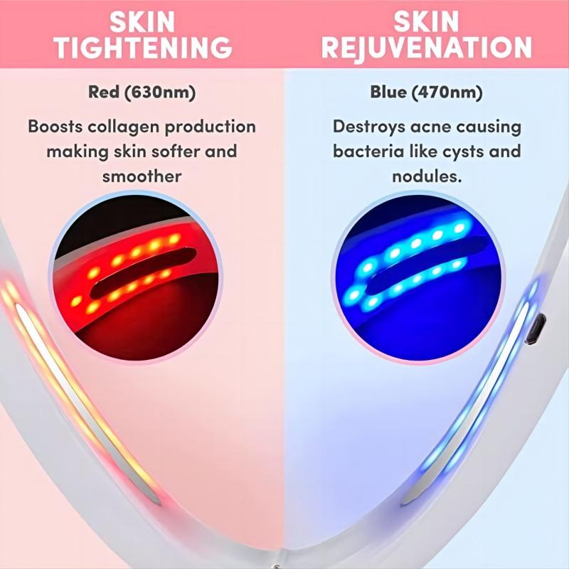 EMS Double Chin Reducer Electric V Face Lift Device with Red Blue Light Face Fat Eliminator Beauty Tool for Firming Saggy Skin