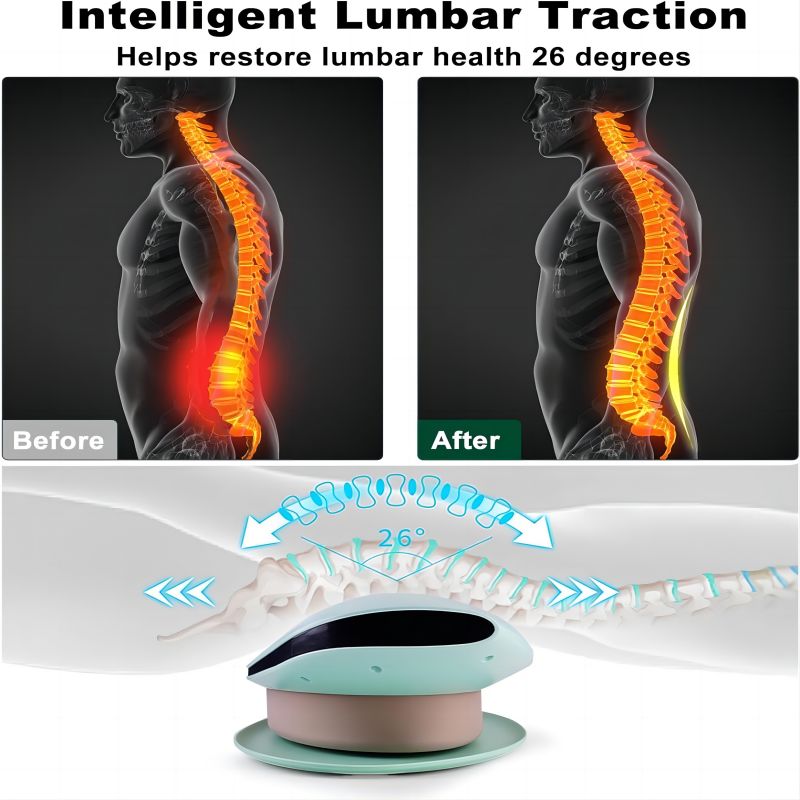 Electric Lumbar Traction Device with Vibration and Thermal Therapy Function Lower Back Massager for Deep Tissue Pain Relief