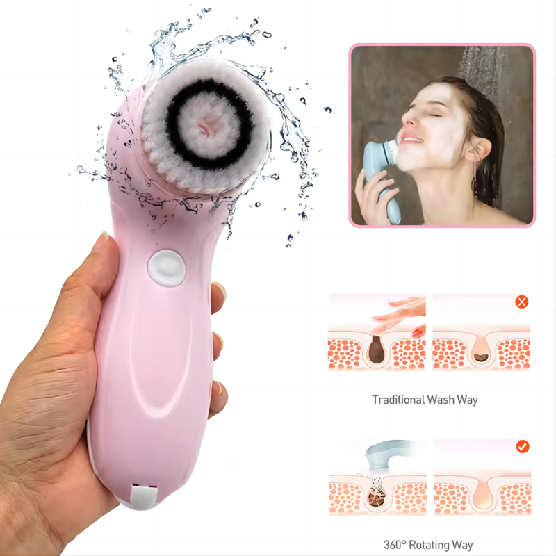 Facial Cleansing Brush Face Scrubber Electric Exfoliating Spin Cleanser Device Waterproof Deep Cleaning Massage Remove Blackhead