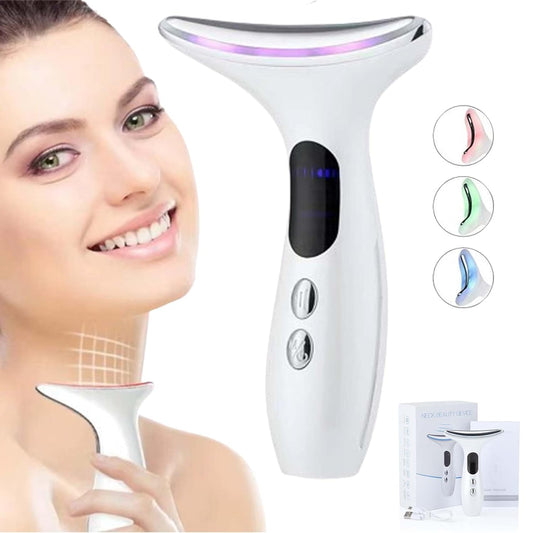 4 In 1 Portable Electric Face Neck Lift Massage with LED Photon Heating and EMS for Skin Rejuwenation Remove Wrinkles Double Chin