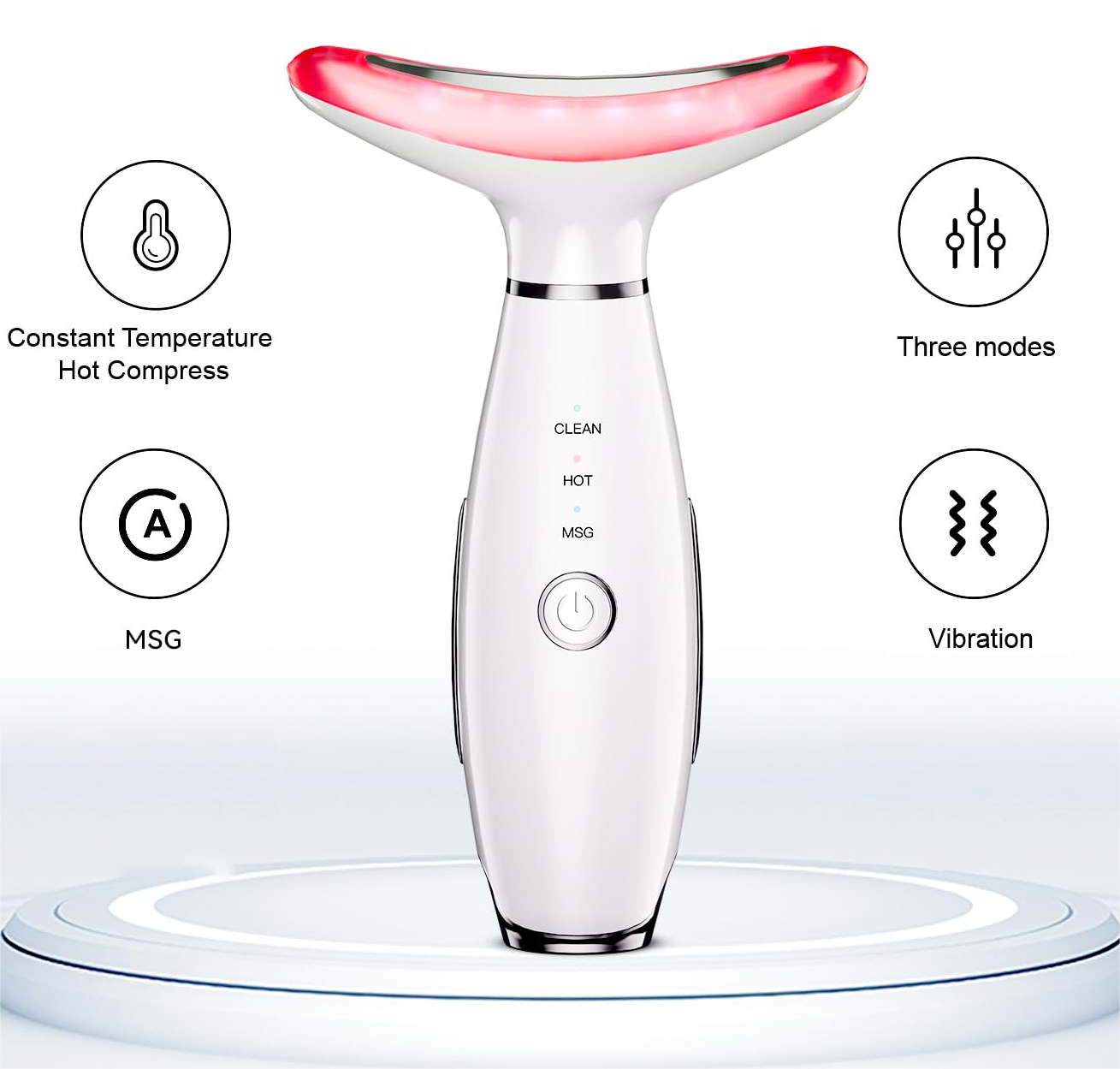 3 in 1 Neck Face Massager Facial Beauty Device Face Sculpting Tool LED Therapy with Thermal and Vibration for Skin Care at Home