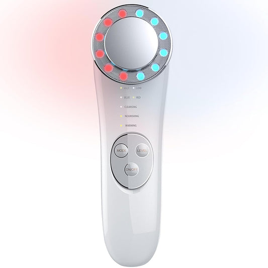 7 In 1 Face Lifting Device EMS Microcurrent Vibration Massage Red Blue Light Skin Rejuvenation Ion Cleaning Care Facial Massager