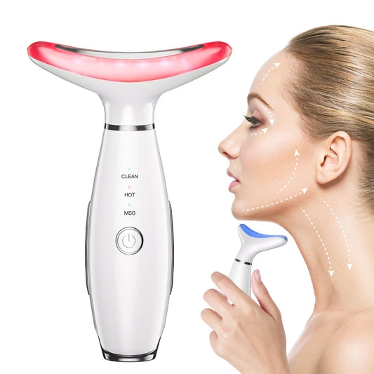 3 in 1 Neck Face Massager Facial Beauty Device Face Sculpting Tool LED Therapy with Thermal and Vibration for Skin Care at Home