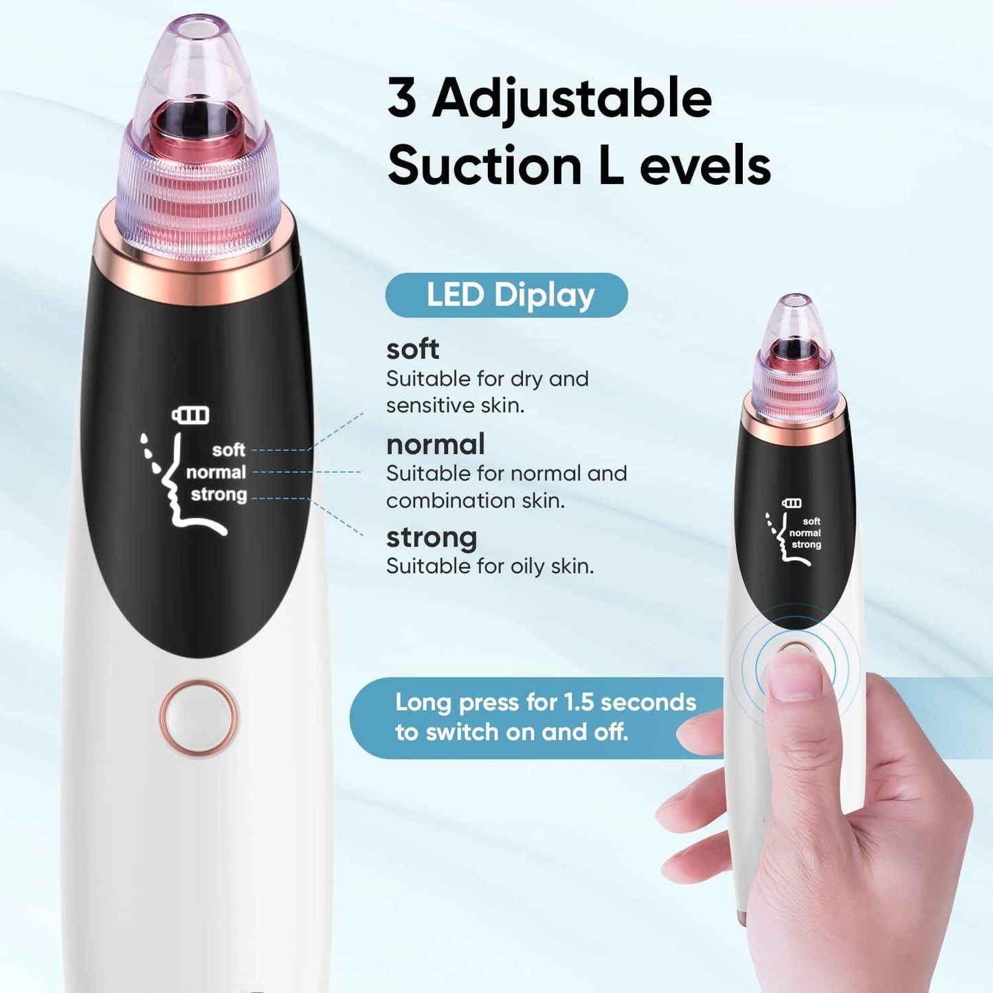 Electric Blackhead Remover Pore Vacuum Facial Acne Cleaner Black Spot Removal Whitehead Extractor Skin Care Tool for Face Nose