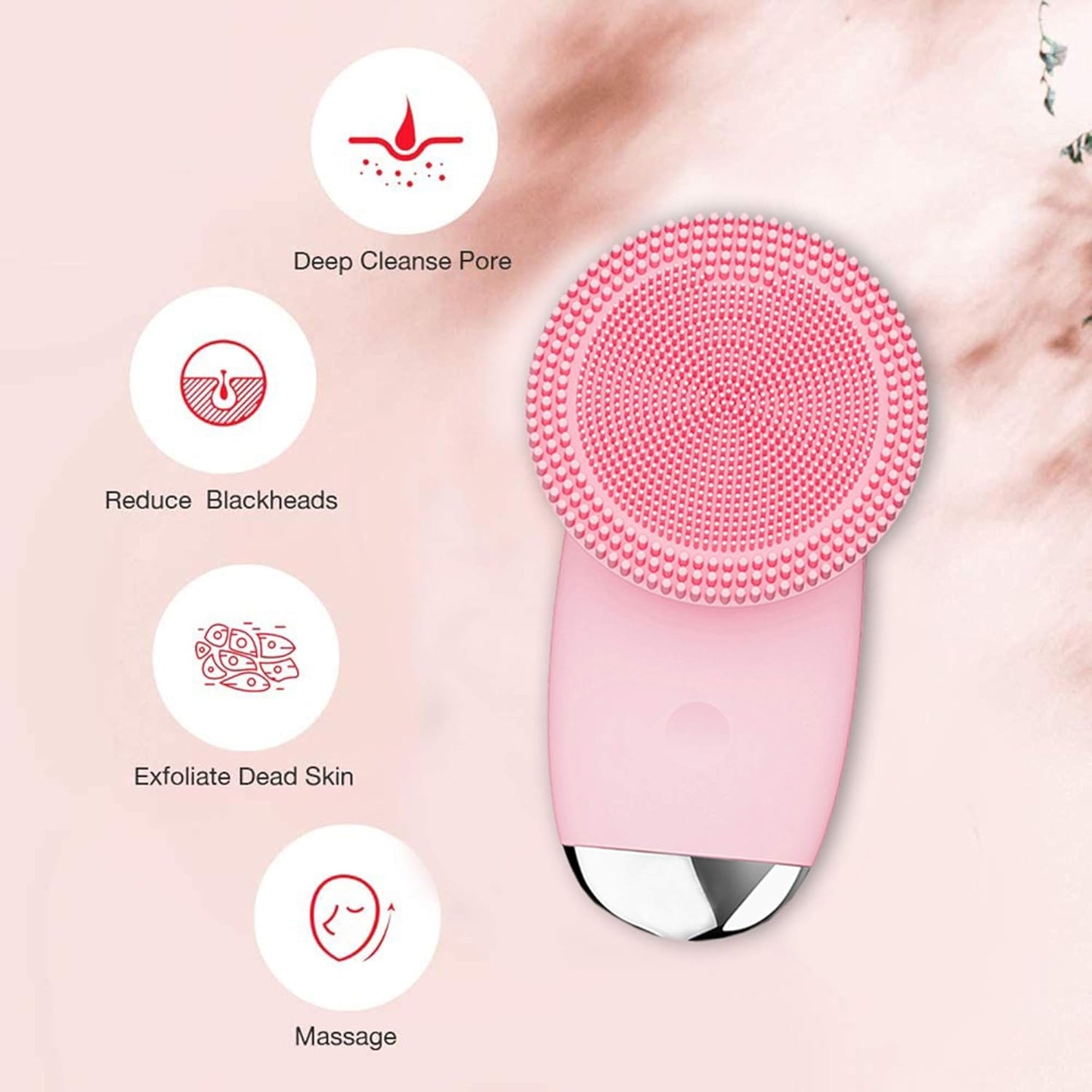 Silicone Facial Cleansing Brush Face Scrubber Rechargeable Waterproof Skin Care Tool for Cleansing Exfoliating and Massaging