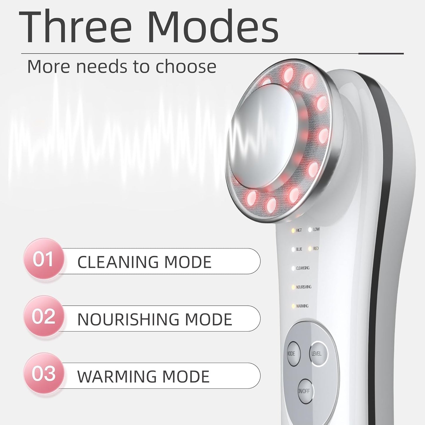 7 In 1 Face Lifting Device EMS Microcurrent Vibration Massage Red Blue Light Skin Rejuvenation Ion Cleaning Care Facial Massager