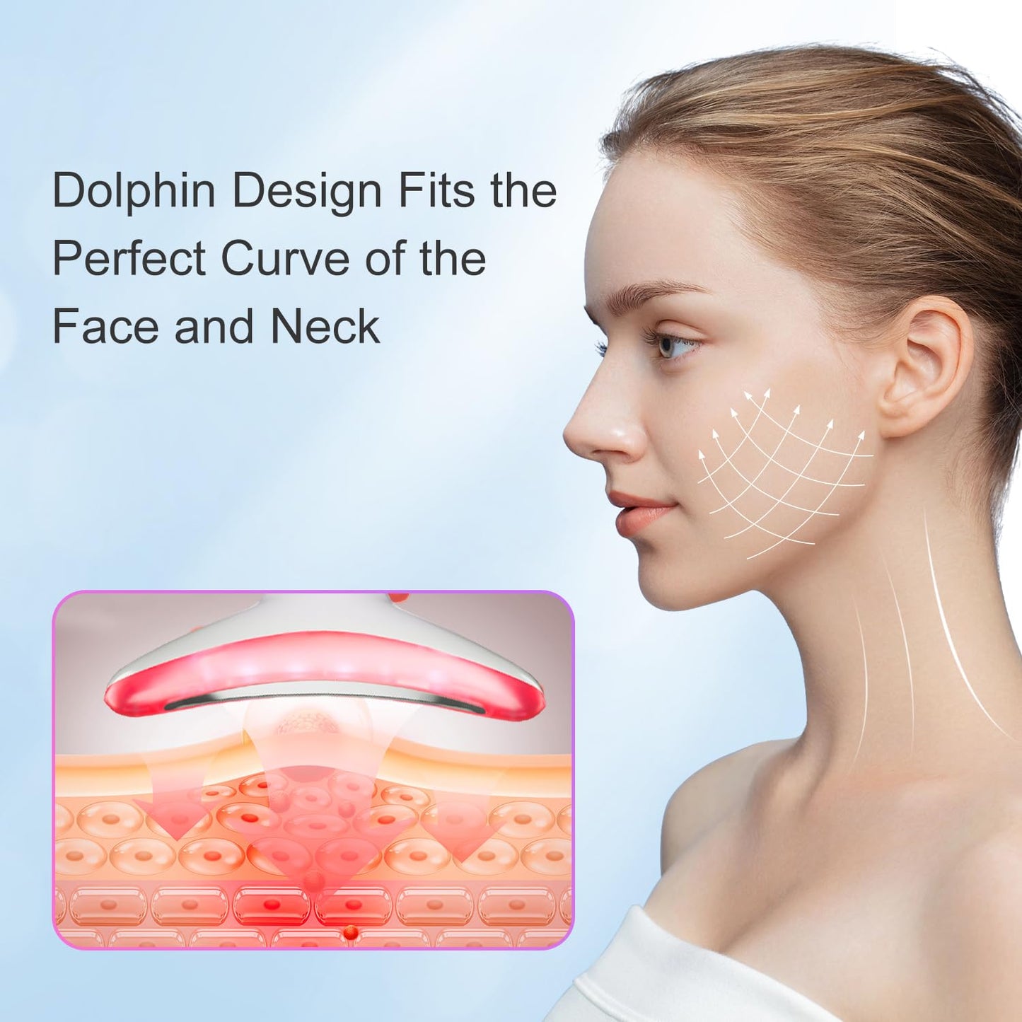 3 in 1 Neck Face Massager Facial Beauty Device Face Sculpting Tool LED Therapy with Thermal and Vibration for Skin Care at Home