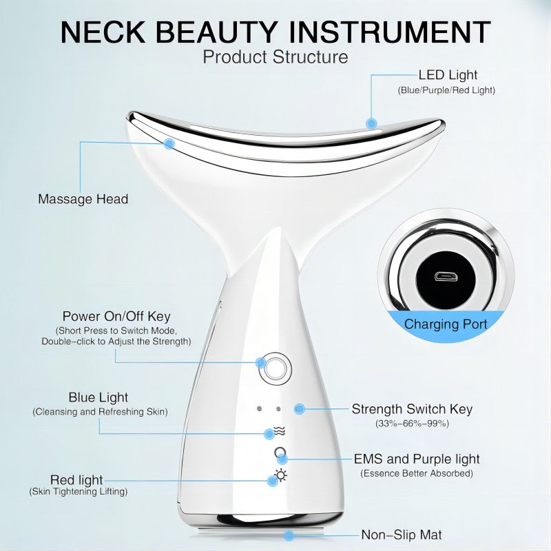 Neck Lifting Massager Facial Microcurrent EMS Red Light Therapy Face Sculpting Beauty Device Anti Wrinkle Double Chin Remover