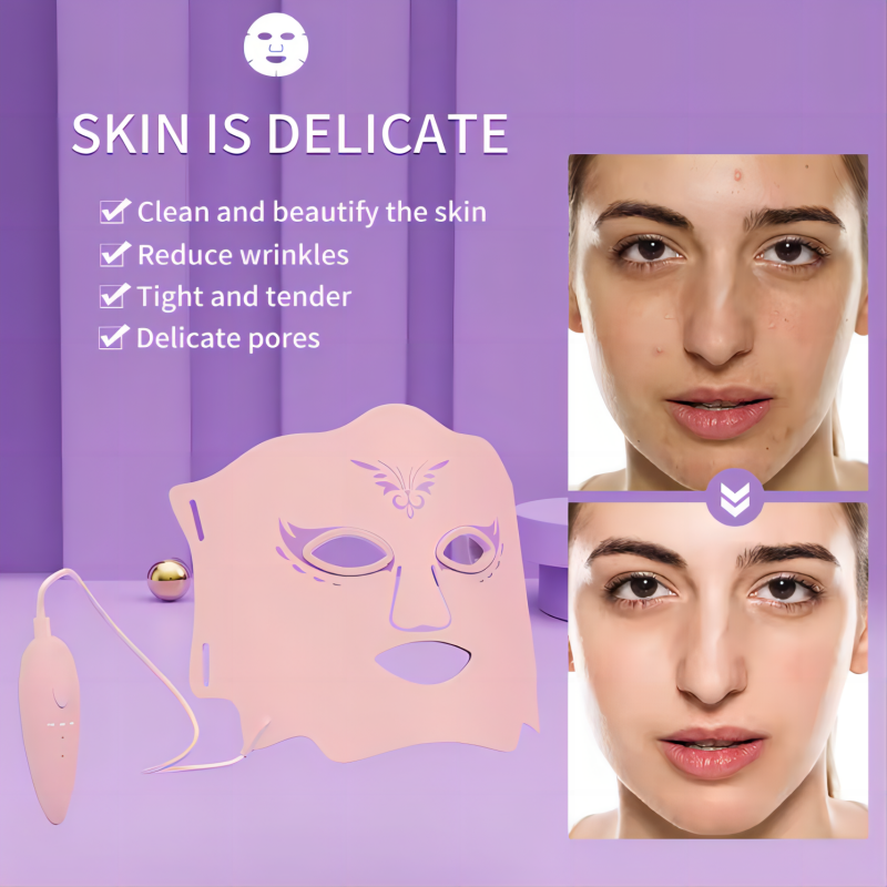 Red Light Therapy Cordless Silicone LED Advanced Photon Mask Facial Skin Rejuvenation Care Device Anti Aging for Wrinkles