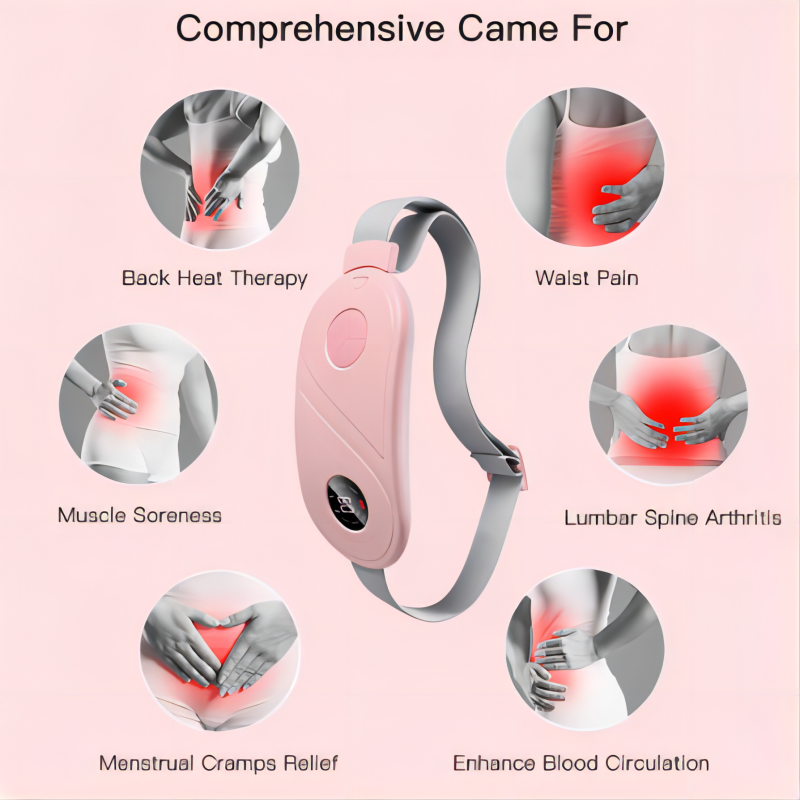 Portable Menstrual Heating Pad Abdominal Massager Cordless Warm Palace Waist Belt Device for Women Period Cramps Pain Relief