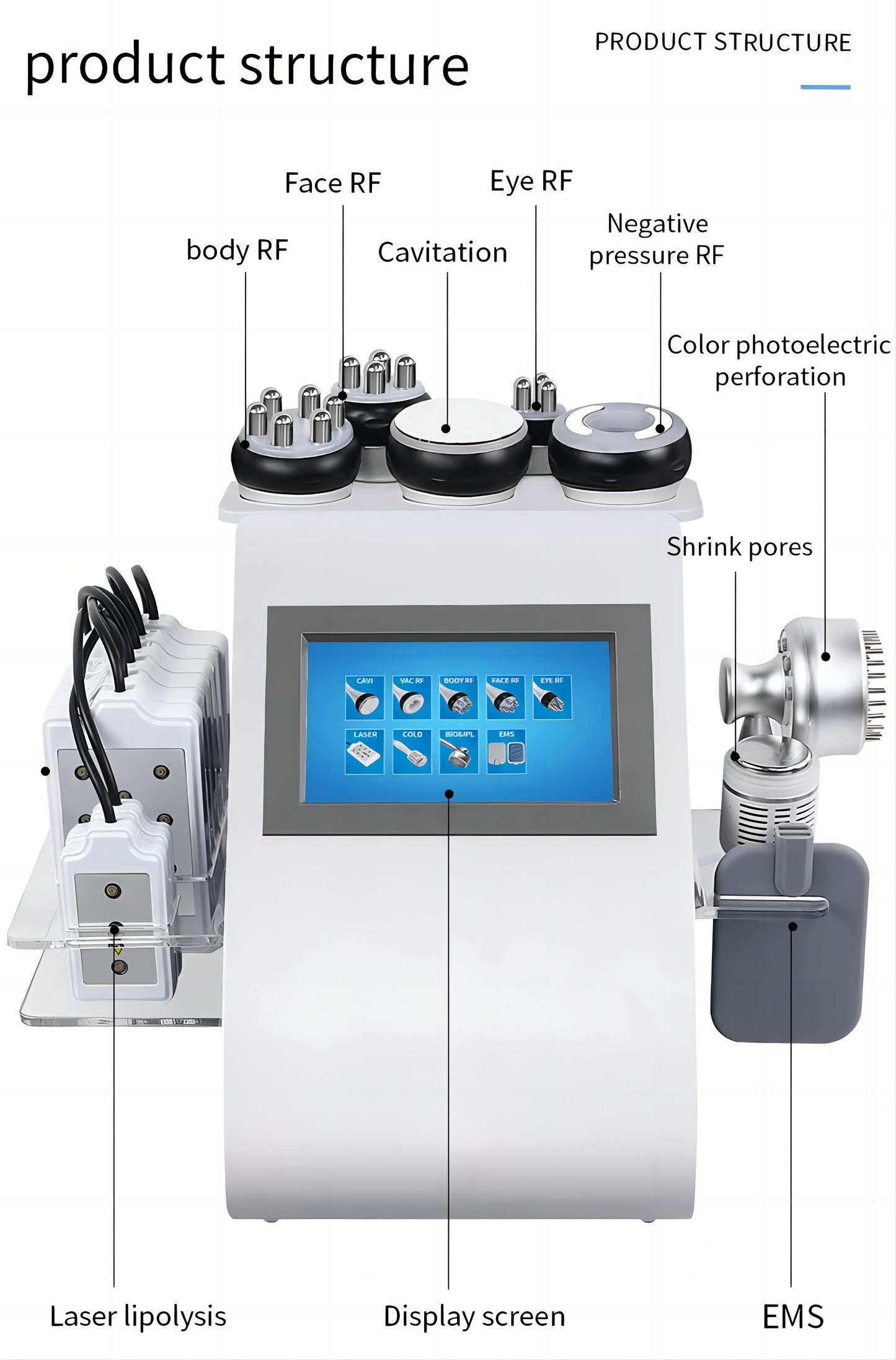 9 in 1 Body Cavitation Machine EMS RF Face Care Tool Body Sculpting Skin Care Machine for Home Salon SPA Body Care Tool