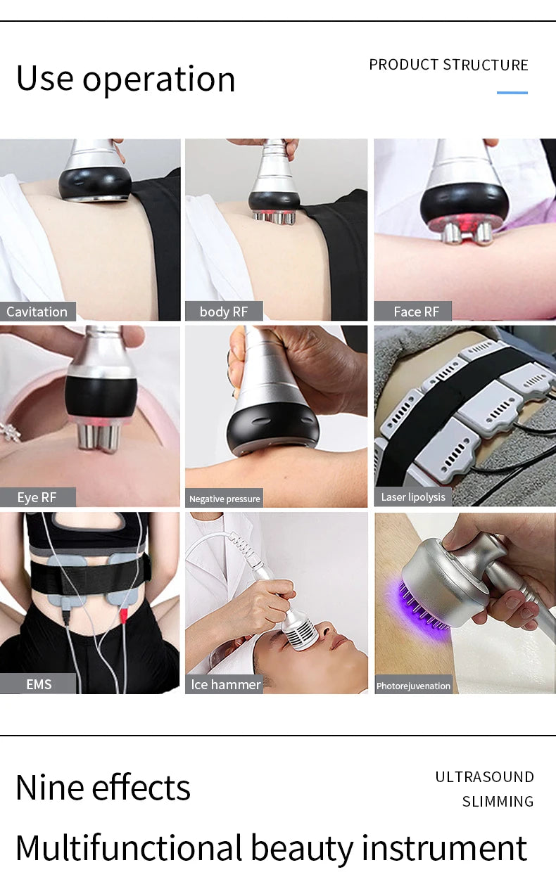 9 in 1 Body Cavitation Machine EMS RF Face Care Tool Body Sculpting Skin Care Machine for Home Salon SPA Body Care Tool