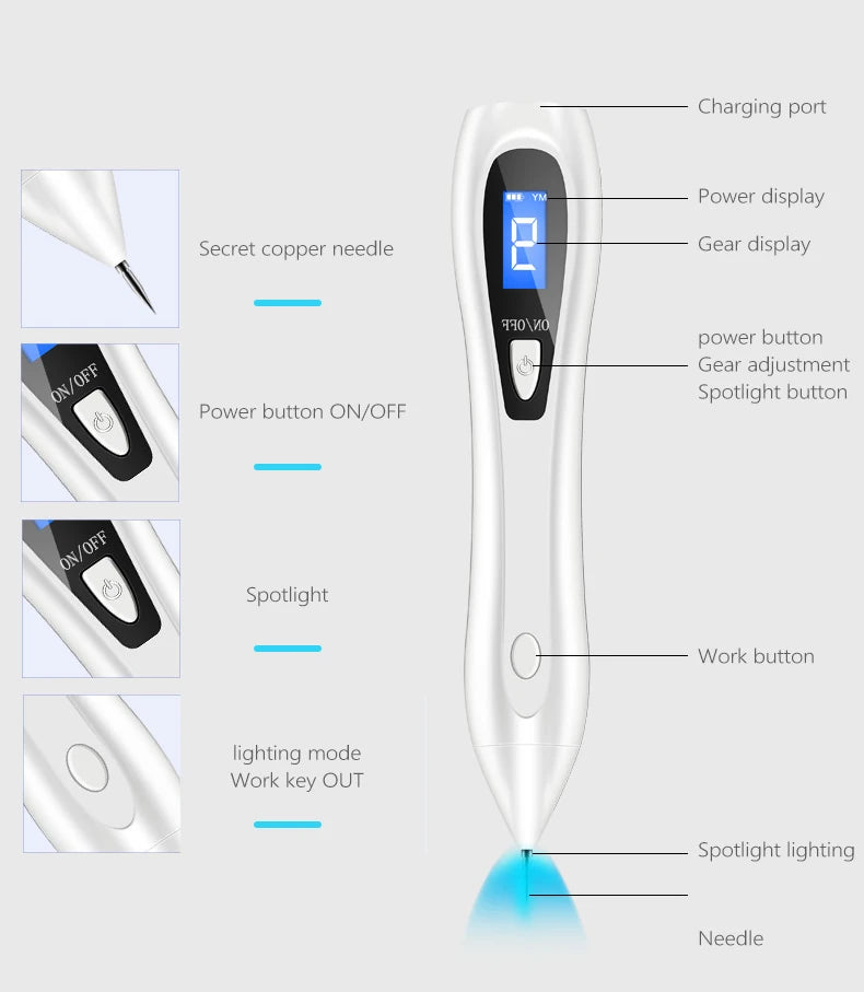 Laser Plasma Pen Face Skin Dark Spot Remover Mole Tattoo Removal Machine Facial Freckle Tag Wart Removal Beauty Care