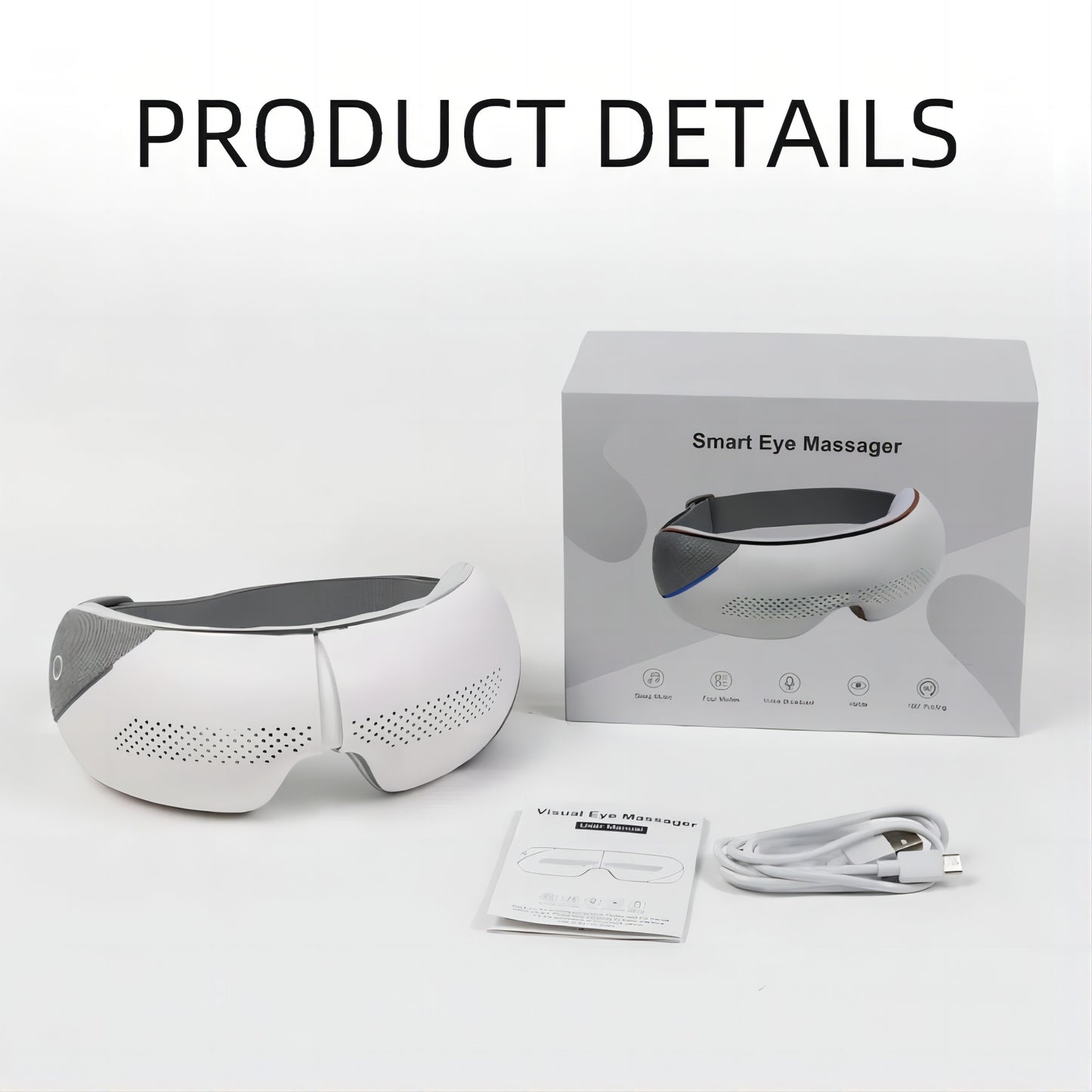 Newest Visible Eye Massager with Heat for Migraines Bluetooth Music Cordless Eye Mask Massager for Reduce Eye Strain Dark Circle