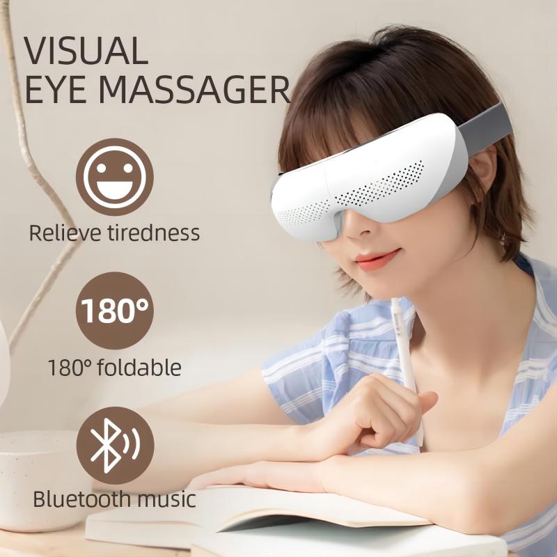 Newest Visible Eye Massager with Heat for Migraines Bluetooth Music Cordless Eye Mask Massager for Reduce Eye Strain Dark Circle