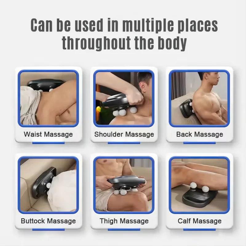 Handheld Four Heads Massage Gun Deep Tissue Percussion Back Massager Gun for Athletes Muscle Fascial Gun for Pain Relief in Body