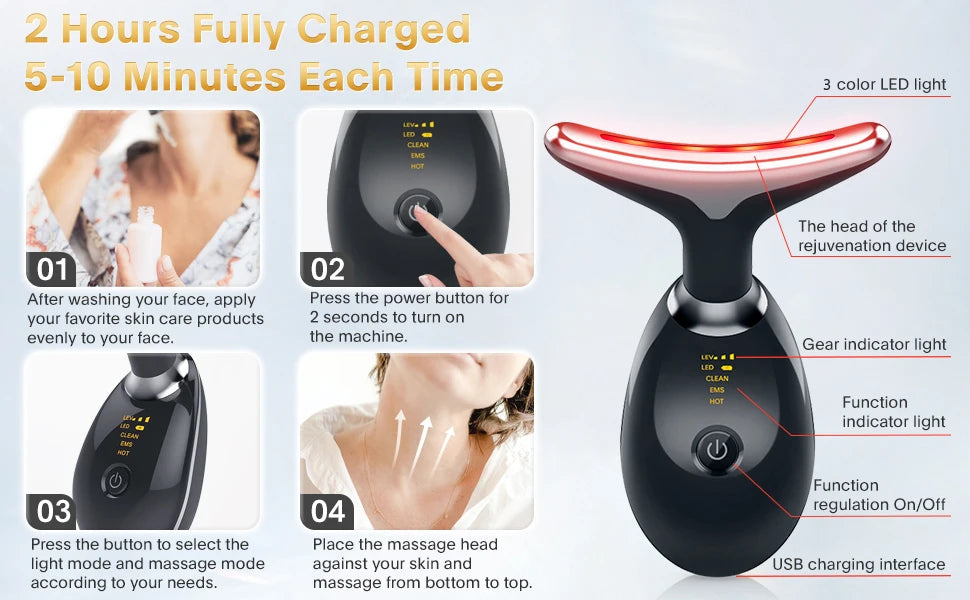 Red Light Therapy Led facial Skin Rejuvenation Lifting Tightening Machine for Face & Neck Beauty Device