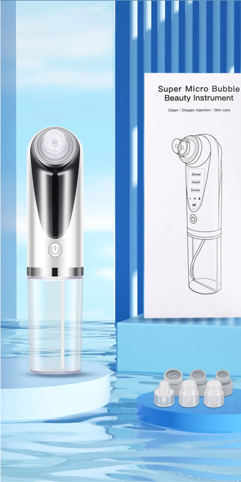 New Wireless Blackhead Remover Tools Water Cycle Pore Vacuum Super Micro Small Bubble Facial And Nose Cleasing Instrument